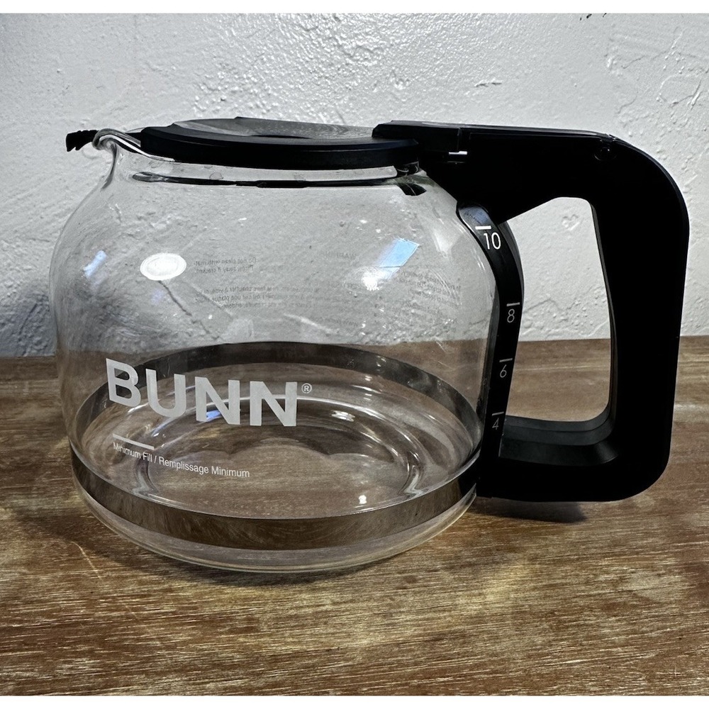 BUNN Coffee Maker 10 Cup Replacement Pot Carafe Glass Decanter Black Lid Handle